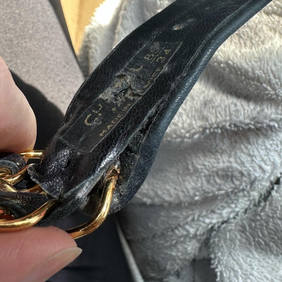 Chanel Black Leather Curb Chain Belt Vintage - Picture 5 of 9